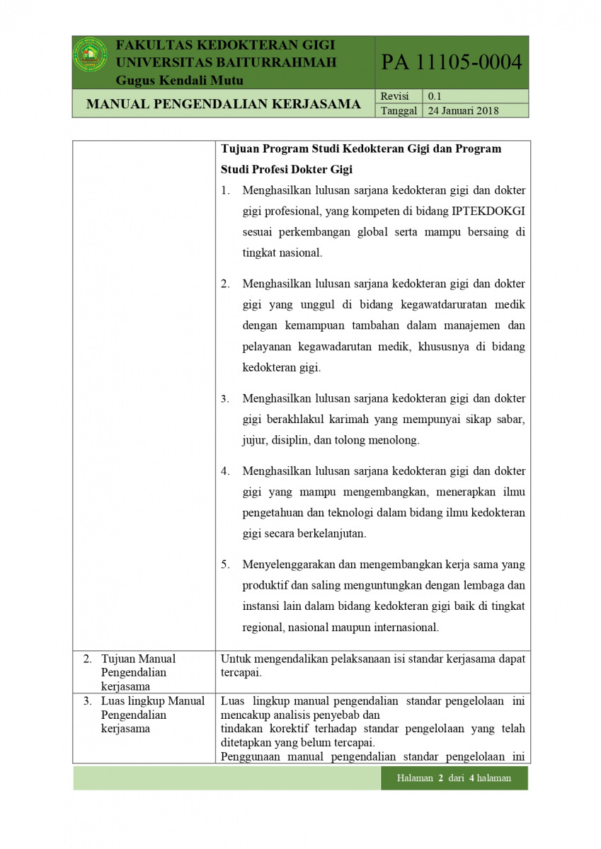 Standar Kerjasama Sarjana Fkg Lp3m Universitas Baiturrahmah